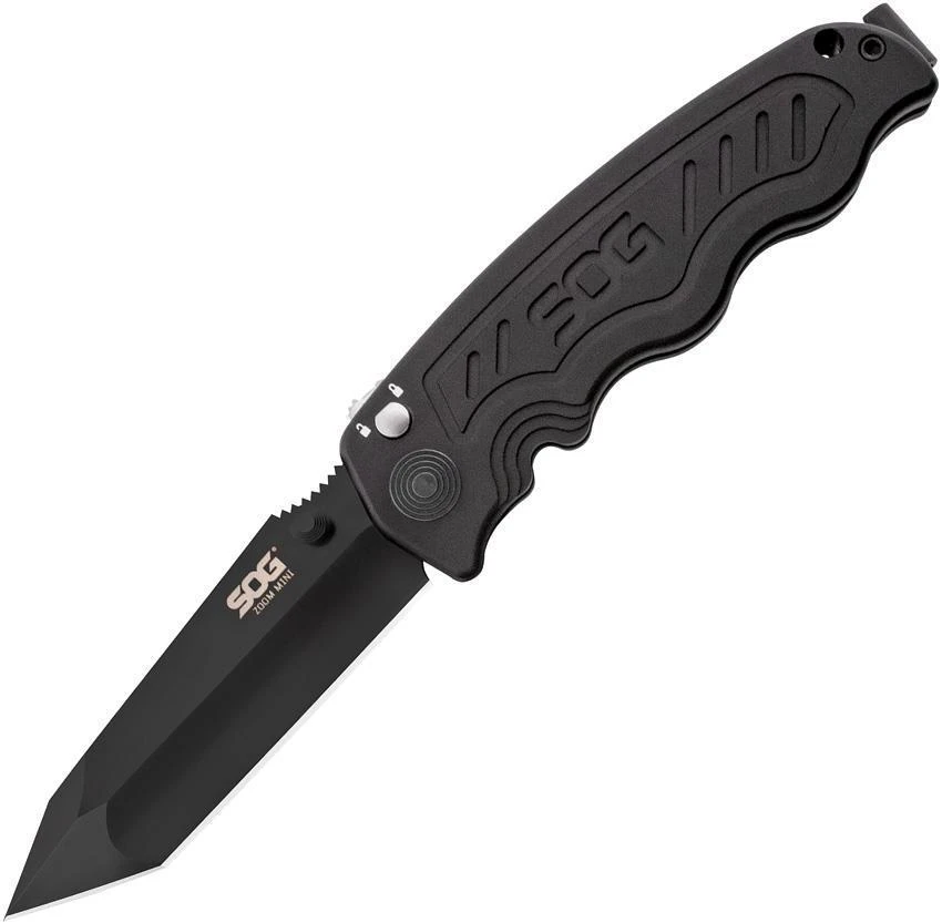 SOG Zoom Mini A/O Folding Black Tanto TiNi Blade Aluminum Handle Knife 00063 3 SOG Zoom Mini A/O Folding Black Tanto TiNi Blade Aluminum Handle Knife 00063