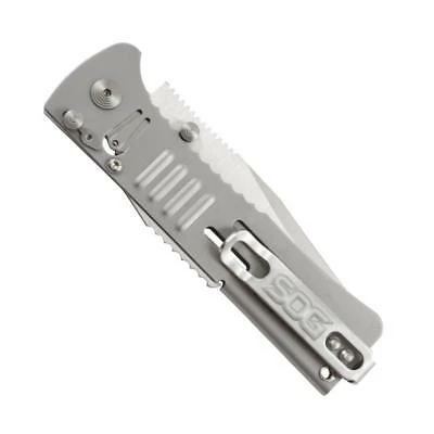 SOG Slimjim Lockback A/O Assisted AUS-8 Satin Plain Folding Knife SJ31CP 4 SOG Slimjim Lockback A/O Assisted AUS-8 Satin Plain Folding Knife SJ31CP - Image 2