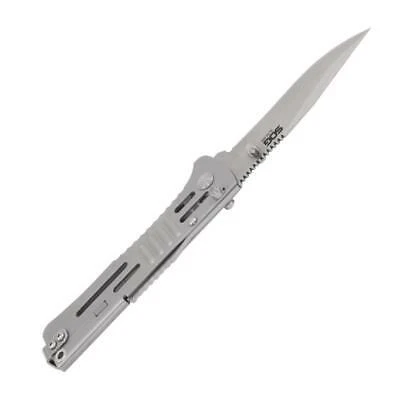 SOG Slimjim Lockback A/O Assisted AUS-8 Satin Plain Folding Knife SJ31CP 5 SOG Slimjim Lockback A/O Assisted AUS-8 Satin Plain Folding Knife SJ31CP - Image 3