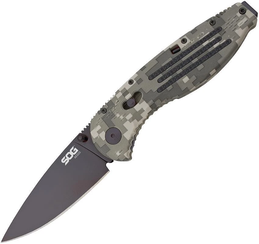 SOG Aegis A/O TiNi Stainless Black Drop Pt Folding Camo Handle Knife AE06BX 3 SOG Aegis A/O TiNi Stainless Black Drop Pt Folding Camo Handle Knife AE06BX