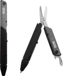 SOG Baton Q1 Black & Gray Anodized Aluminum Screwdriver Scissors Pen Multi-Tool ID1001CP