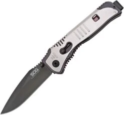 SOG Flashback Mini A/O Black TiNi Drop Point AUS-8 Folding Blade Knife SAT102BX