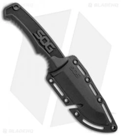 SOG Field Fixed Blade Knife Black Rubber (4" Satin) -Cheap Knife Shop SOG Field Black Rubber FK1001 CP BHQ 52453 jr sheath