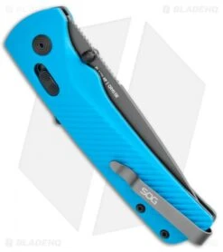 SOG Flash AT-XR Lock Assisted Opening Knife Civic Cyan (3.45" Dark Gray) -Cheap Knife Shop SOG Flash Mk3 ATXR Lock Civic Cyan Gray BHQ 105718 jr side