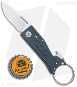 SOG Keytron Clip Point Folding Knife Key Chain Gray (1.9" Satin) KT1004-CP -Cheap Knife Shop SOG Keytron CP Key Chain Gray Satin KT1004 CP BHQ 104067 jr bottlecap