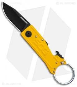 Cheap Knife Shop 10 SOG Keytron Clip Point Folding Knife Key Chain Yellow (1.9" Black) KT1005-CP