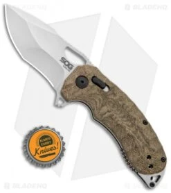 SOG KIKU XR XR-Lock Knife Natural Linen Micarta (3" Satin) -Cheap Knife Shop SOG Kiku XR Natural Linen Micarta Satin BHQ 99486 jr bottlecap