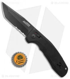 SOG Knives SOG-TAC AU Tanto Automatic Knife Black Aluminum (3.4" Black Serr) -Cheap Knife Shop SOG Knives SOG TAC AU Auto Tanto Black Black Serr BHQ 119261 jr bottlecap