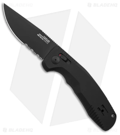 SOG Knives SOG-TAC AU Automatic Knife Black Aluminum (3.4" Black Serr) 3 SOG Knives SOG-TAC AU Automatic Knife Black Aluminum (3.4" Black Serr)
