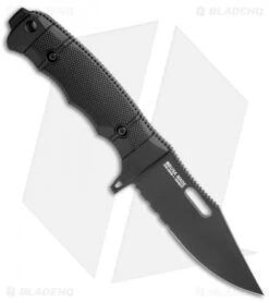 SOG Seal FX Fixed Blade Knife Black GRN Clip Point (4.3" Black Serr) 7 SOG Seal FX Fixed Blade Knife Black GRN Clip Point (4.3" Black Serr) -Cheap Knife Shop SOG Seal FX Fixed Black GRN DP Black Serr BHQ 99497 jr spine