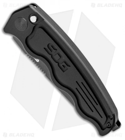 SOG-TAC Tanto Automatic Knife Black Aluminum (3.5" Black Serr) ST-04 4 SOG-TAC Tanto Automatic Knife Black Aluminum (3.5" Black Serr) ST-04 - Image 2