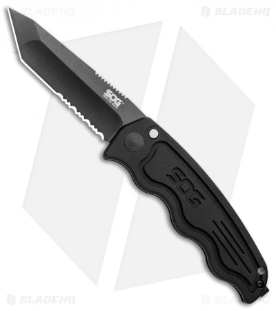 SOG-TAC Tanto Automatic Knife Black Aluminum (3.5" Black Serr) ST-04 3 SOG-TAC Tanto Automatic Knife Black Aluminum (3.5" Black Serr) ST-04