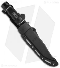 SOG Tech Bowie Fixed Blade Knife (6.4" Black) S10B -Cheap Knife Shop SOG Tech Bowie Black S10B K BHQ 7008 jr sheath