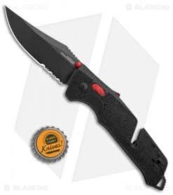 SOG Trident AT-XR Lock Knife Black/Red Clip Point (3.7" Black Serr) -Cheap Knife Shop SOG Trident AT XR Lock Black Red CP Black Serr BHQ 105693 jr bottlecap