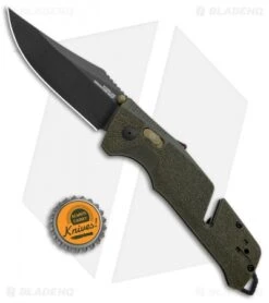 SOG Trident AT-XR Lock Knife OD Green Clip Point (3.7" Black) -Cheap Knife Shop SOG Trident AT XR Lock OD Green CP Black BHQ 105698 jr bottlecap