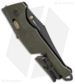 SOG Trident AT-XR Lock Knife OD Green Clip Point (3.7" Black) -Cheap Knife Shop SOG Trident AT XR Lock OD Green CP Black BHQ 105698 jr side