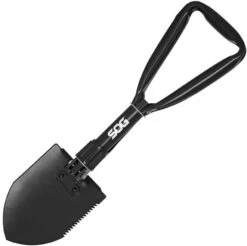 SOG Black Carbon Steel Entrenching Tool Folds Down W/ Belt Sheath F08N