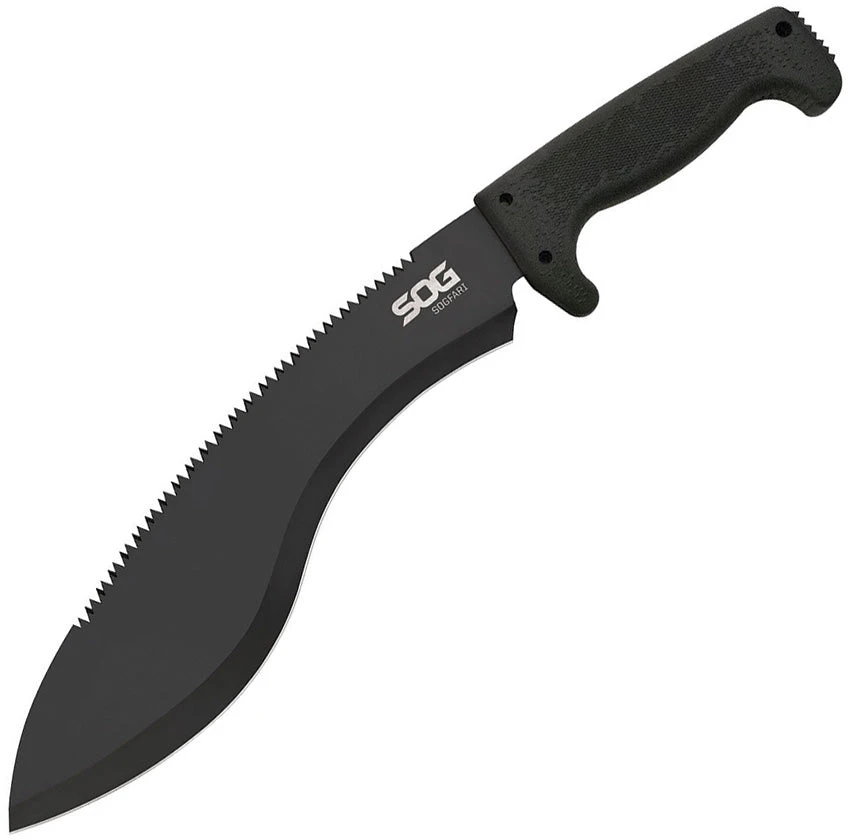 SOG SogFari Machete Kukri 18" Overall Fixed Sawback Blade Black Handle MC11N 3 SOG SogFari Machete Kukri 18" Overall Fixed Sawback Blade Black Handle MC11N