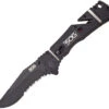 SOG Knives Trident Elite A/O Folding Clip Pt Serrated Blade Black Knife TF106BX