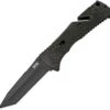 SOG Trident Piston Lock A/O Black Straight Tanto AUS-8 Folding Knife TF7CP -Cheap Knife Shop SOGTF7CP