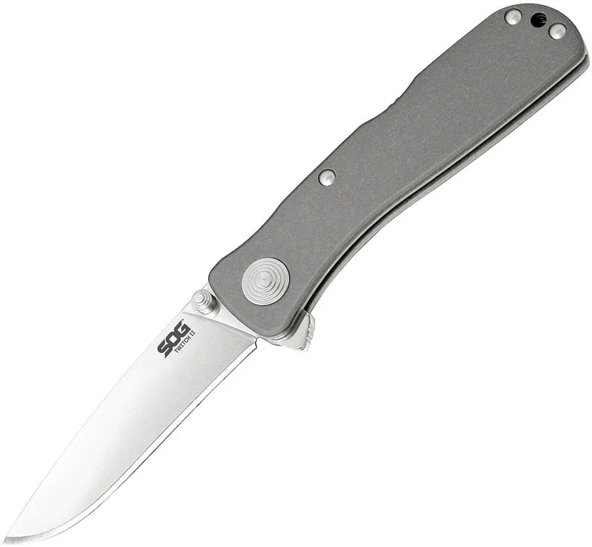 SOG Twitch II Lockback A/O Plain Stainless Aluminum Folding Pocket Knife TWI8CP 3 SOG Twitch II Lockback A/O Plain Stainless Aluminum Folding Pocket Knife TWI8CP