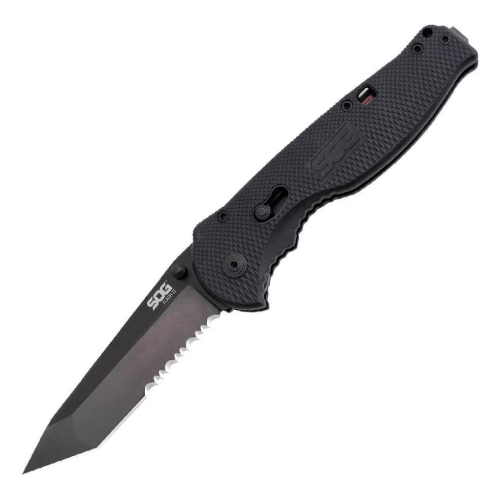 SOG Flash II Piston Lock A/O Serrated Stainless Black Folding Knife TFSAT98CP 3 SOG Flash II Piston Lock A/O Serrated Stainless Black Folding Knife TFSAT98CP