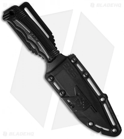SOG Seal Strike Fixed Blade + Deluxe Sheath (4.875" TiNi Black Serr) SS1003 4 SOG Seal Strike Fixed Blade + Deluxe Sheath (4.875" TiNi Black Serr) SS1003 - Image 2